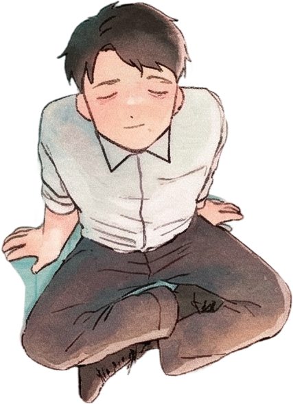Illustrated portrait of Anirudh seated cross-legged