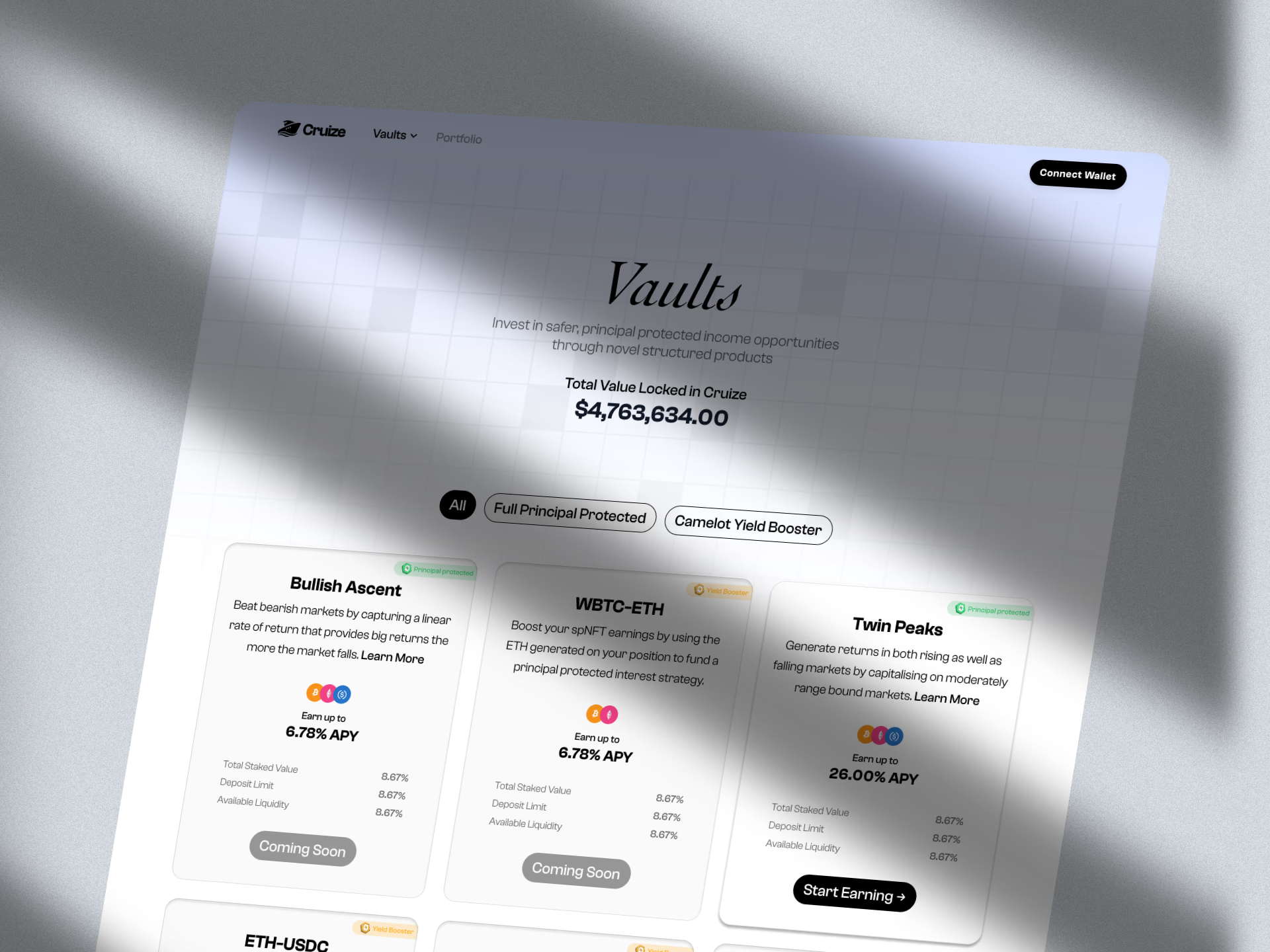 Cruize Finance vault interface preview